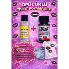 1 Adet  Rich Siyah Kumaş Boyası+Kumaş Boyası Sabitleme (Öpücüklü Tişört Boyası Özel Set)
