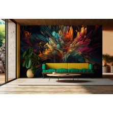 Gökkuşağı Tüy Desenli 3D Poster Duvar Kağıdı