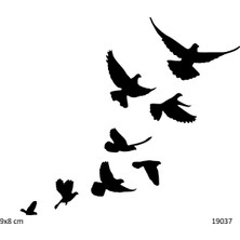 Airbrush Tattoo Kuş Sürüsü Yapışkanlı Stencil Süsleme ve Boyama Kalıbı