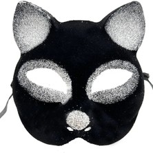 Magicool Siyah Renk Gümüş Simli Süet Kaplama Kedi Maskesi 18X14 cm