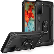 Epilons Newface Galaxy S21 Kılıf Sofya Yüzüklü Silikon Kapak - Siyah