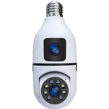 Hype Store Kablosuz Ip Güvenlik Gözetleme Kamerası 2mp + 2mp Çift Lensli Otomatik Takip Panoramik Ampul Kamera