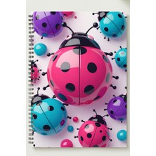 Black-One Sevgililer Günü (Renkli Ateş Böc. Temalı ) A5 Metal Spiralli Çizgisiz Kalın Bristol Kapak R. Ateş B.