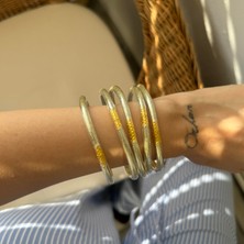 Alice İsstanbul Açık Yeşil Plastik Simli Bilezik Seti