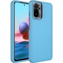 Zore Xiaomi Redmi Note 10S Kılıf Metal Çerçeve ve Buton Tasarımlı Silikon Zprb Luna Kapak-Sierra Mavi