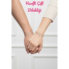 Moda Gümüş 925 Ayar Gümüş Harfli Figaro Model Çift Bilekliği