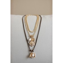 Sassy Takı Çoklu Charmlı Antik 3'lü Uzun Kolye