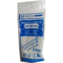 Medalyan Şeffaf Kablo Bağı Kelepçesi Klipsi - 2.5 x 150 mm - 100 Adetlik Paket