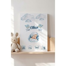 Lilabio Isme Özel Bebek Odası Kanvas Doğum Anı Tablosu 20X30 cm