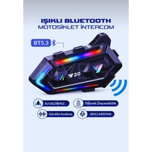 Nivego Y20 5.3 Motosiklet Kask Kulaklık Bluetooth Intercom Rgb Işıklı Motorsiklet Yeni Nesil