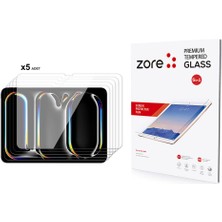 Zore iPad 11 Pro 2024 Uyumlu Zprb 5in1 Tablet Temperli Cam Ekran Koruyucu-Şeffaf