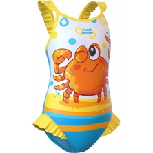 Mad Wave Kız Çocuk Mayosu Bella N2, Beyaz - Beyaz-Llacivert-Kırmızı-Siyah - S/5-6 Yaş