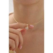 Sunshine 925 Ayar Gümüş Gold Kaplamalı Oval Taşlı Elma Kolye