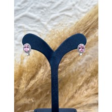 Livora Jewelry 925 Ayar Gümüş Pembe Kuvars Taşlı Günlük Kullanım Kadın Küpe – Zarif ve Şık Tasarım