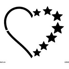 Airbrush Tattoo Yıldızlı Kalp Yapışkanlı Stencil Süsleme ve Boyama Kalıbı