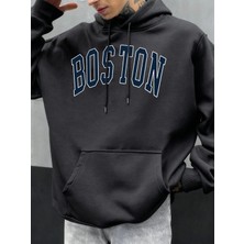 Boston Mektup Logo Tasarımı Erkekler Hoody Sonbahar Polar Kapüşonlular Hip Hop Büyük Boy Soka