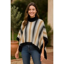 Tenra Kadın Panço Örme Triko Kolsuz Tek Beden