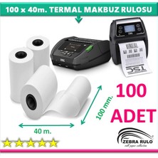 Zebra Rulo 100X40M. 100 Adet Termal Rulo 110*40 Tsc Alpha-4l Mobil Barkod Yazıcı Rulosu