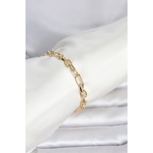 Pazarcan cm 14K Gold Renk Kalın Zincir Model Kadın Bileklik