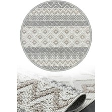 Woolen Halı Woolen Disney Anti Alerjik Daire Bukle Halı 8002 Krem