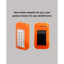 Olinea Güneş Paneli Destekli ve LED Işıldak – 10000 Mah, Çift Usb, Kullanım Için
