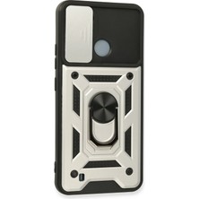 Olinea Newface C11 2021 Kılıf Pars Lens Yüzüklü Silikon - Gümüş