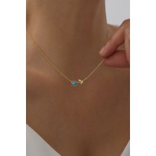 Sunshine 925 Ayar Gümüş Gold Kaplamalı Opal Taşlı Lale Kolye