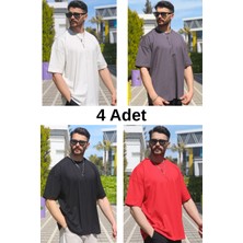 Eydamoon Erkek Çoklu Paket Oversize Süprem %100 Pamuk Kumaş Bisiklet Yaka T-Shirt