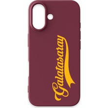 iPhone 16 Uyumlu Galatasaray El Yazı Bordo Silikon Lisanslı Telefon Kılıfı