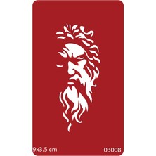 Airbrush Tattoo Öfkeli Zeus Yapışkanlı Stencil Süsleme ve Boyama Kalıbı