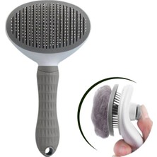 Durukar® Kedi Köpek Tüy Toplayıcı Kendini Temizleyebilen Ergonomik Rahat Evcil Hayvan Tarağı Gri