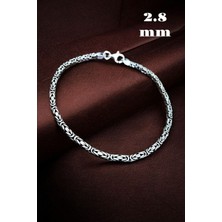 Moda Gümüş 925 Ayar Gümüş Kare Kral Erkek Bileklik 2.8 mm
