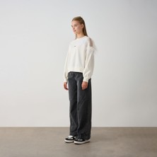 Loco Loco 10-16 Yaş Tek Omuz Tül Sweat - Ekru
