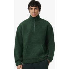 Lacoste Loose Fit 1/4 Zip Men's Cotton Sweatshirt Erkek Bol Kesim Dik Yaka 1/4 Fermuar Sweatshirt Yeşil