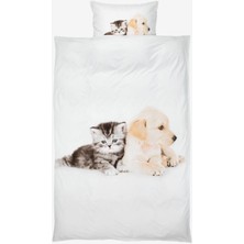 JYSK Nevresim Seti Kaya Mikro 155X220 Beyaz Sevimli Hayvanlar