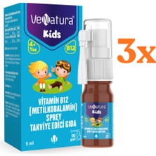  venatura kids b12 metilkobalamin 5 ml sprey - 3 adet (toplam 15 ml)