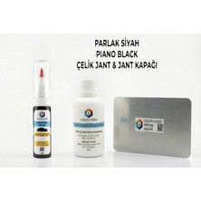 Colorguard Parlak Siyah-Piano Black Çelik Jant-Jant Kapağı Rötuş Seti - 2 Si 1 Arada Iğne ve Fırça Uçlu Şişe, Solüsyon ve Rötuş Çeliği
