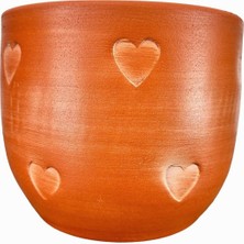Hype Store Bitki Tasarımı Ev Dekorasyon Aksesuar Kalp Desenli Toprak Saksı Saksılık Salon Çiçeklik - 19 cm