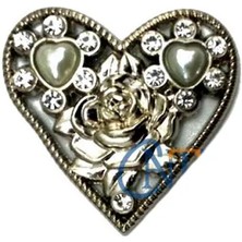 Kaia Life Eco Lounge Taşlı Kalp Broş, Kutu, Sandık Süsü - Nikel, 1 Adet