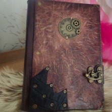 Legend Deri Hakiki Deri Saat Zamanın Sessiz Çığlığı Italyan Baskılı Özel Desen El Yapımı Defter