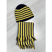 İlkyaz Fashion Ieg™ Taraftar Atkı Bere Sarı Lacivert