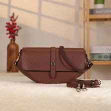 Kahverengi Deri Çanta , Omuz Askılı ve Çok Bölmeli - 40436 Hakiki Deri