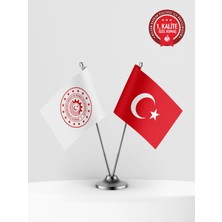 Bilsan Sanayi ve Teknoloji Bakanlığı Ikili Masa Bayrağı Set - Saten Kumaş