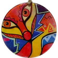 Mixperi Renkli Sanatsal Cam Duvar Süsü - 16 cm Modern Tilki Figürlü Cam Askı