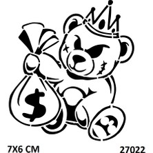 Airbrush Tattoo Milyoner Ayıcık Yapışkanlı Stencil Süsleme ve Boyama Kalıbı