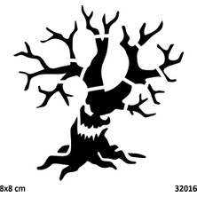 Airbrush Tattoo Cadı Ağaç Hallowen Yapışkanlı Stencil Süsleme ve Boyama Kalıbı