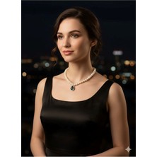 Eski Yeni Antik Zümrüt Damla Inci Kolye