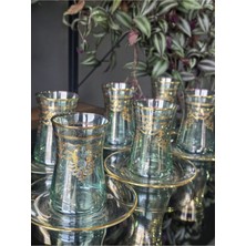 Konyax Çay Seti 12 Parçalık Elızabeth Yeşil Lüsterli