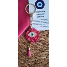 Svc Aksesuar Hediyelik Nazar Boncuklu Anahtarlık - Fuşya - Düğün Hediyesi - Kına Hediyesi- Kız Bebek Hediyelik - 13 cm