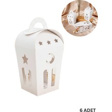 Roco Paper Co. Beyaz 6 x 9 cm Ramazan Temalı Dekoratif Fener Kutusu Kağıt Malzeme ile 6 Adet Set